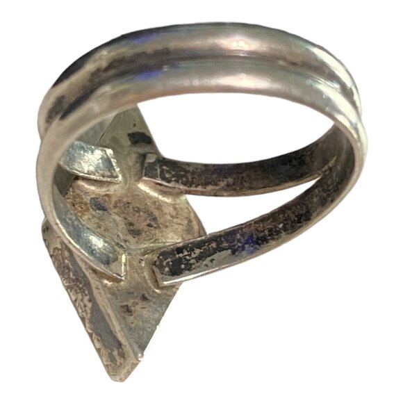 Ring Mother of Pearl Inlay Size 4.5 Native Zuni Unsigned Sterling Silver 925 Vin - Picture 9 of 16